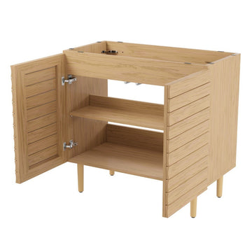 Aubert Thick Linear Slat Modern Farmhouse 2-Shelf Bath Vanity Cabinet Only (Sink Basin not Included)